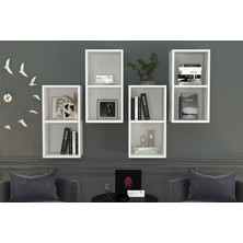 Nettrends Kitaplikli Rafli Duvar Rafi Beyaz 135 cm DVR-1063