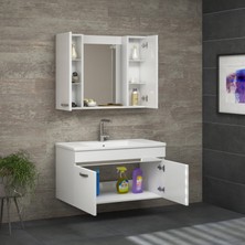 Alfa Banyo Safi̇r Beyaz 100 cm Komple Mdf Banyo Takımı-lavabolu banyo dolabı