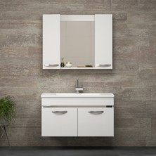 Alfa Banyo Safi̇r Beyaz 100 cm Komple Mdf Banyo Takımı-lavabolu banyo dolabı