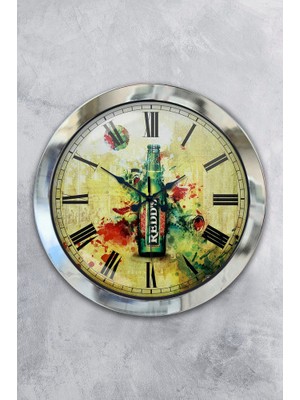 Bahat Krom Çerçeveli Salon Ofis Duvar Saati 36 cm