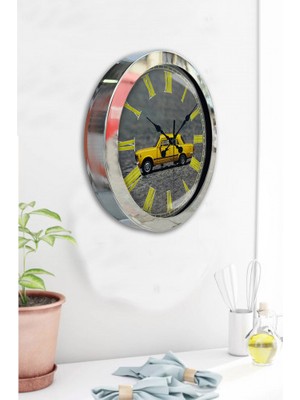 Bahat Krom Çerçeveli Salon Ofis Duvar Saati 36 cm