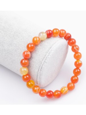 Alibaba Doğaltaş Madagaskar Akik Doğal Taş Bileklik 8 mm Küre Kesim