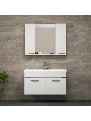 Alfa Banyo Safi̇r Beyaz 100 cm Komple Mdf Banyo Takımı-lavabolu banyo dolabı