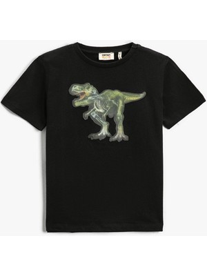 Koton Erkek Çocuk Dinozor Hologramlı Kısa Kollu Tişört Pamuklu