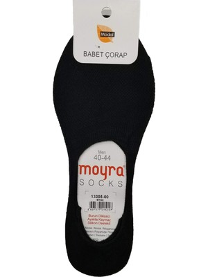 Moyra Socks 6'lı Paket Silikonlu Modal Erkek Babet Çorap 6 Adet Siyah