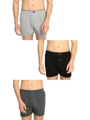 Tutku 117 Erkek Düz Penye Boxer 12'li Paket 4 Siyah 4 Füme 4 Gri
