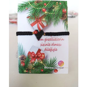 Yılbaşı Temalı Miyuki Kalp Objeli Bileklik