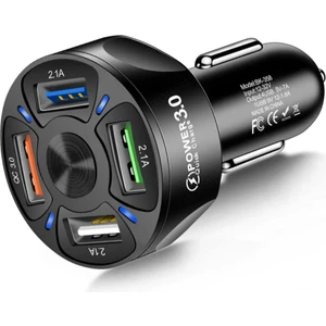 Araç Şarj Cihazı 4 Port USB Li Çakmak Şarj Soketl