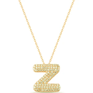 Lia Berto Altın Kaplama Zirkon Taşlı Z Harf 925 Ayar Gümüş Kolye