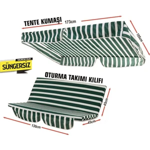 Vip Home Concept Salıncak Minder Takımı (Süngersiz)2 Kişilik Salıncak Minder Tente-Yeşil Beyaz