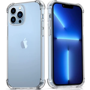 Apple iPhone 13 Pro Ultra Ince Antishock Premium Şeffaf Silikon Kılıf Airbag Arka Kapak