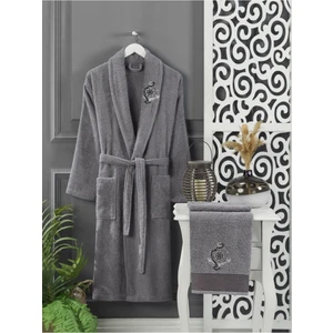 Antrasit Havlulu Bornoz 2'li Set