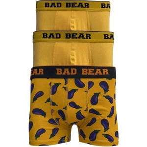Bad Bear Eggplant 3 Pack Erkek Sarı Desenli Boxer