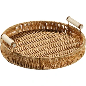 Strade Store El Dokuma Rattan Tepsi - Ahşap (Yurt Dışından)