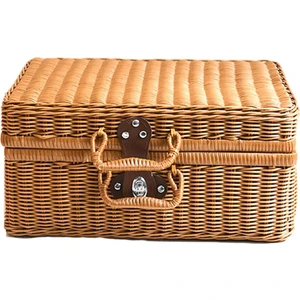 Strade Store Dokuma Hasır Bavul Taşınabilir  Rattan Saklama Kutusu Ev Haki 26X16X10 cm Için (Yurt Dışından)