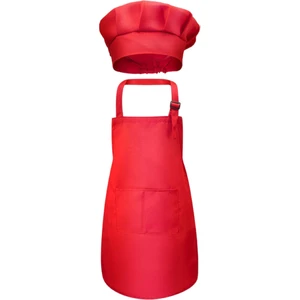 Strade Store Çocuklar Önlük Şef Şapka Set 3-13 Yıl Toddler Şef Önlük Bahçe Kırmızı L (Yurt Dışından)