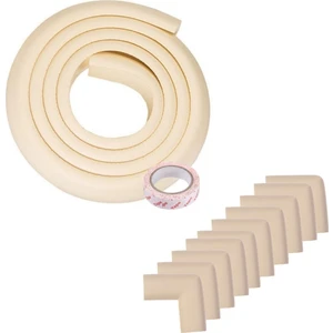 2li Köşelik Set 10'lu Köşe Koruyucu Yastık ve 2 Metre Koruyucu Sarmal Krem Şerit Koruma