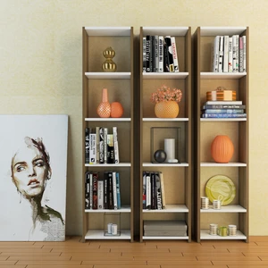 Nur Mobilya 3'lü Dar Kitaplık Ceviz-Beyaz