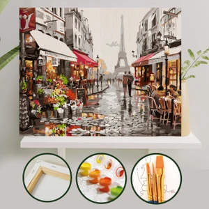 Palmiye Hobi Sanat Sayılarla Boyama Tuval Seti Fırça Boya Dahil (Çıtalı) 40x50 CM - Paris