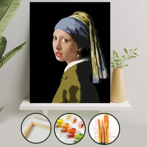 Palmiye Hobi Sanat Sayılarla Boyama Tuval Seti Fırça Boya Dahil (Çıtalı) 40x50 CM - İnci Küpeli Kız
