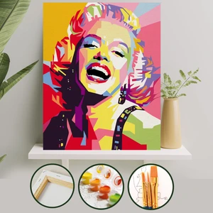 Palmiye Hobi Sanat Sayılarla Boyama Tuval Seti Fırça Boya Dahil (Çıtalı) 40x50 CM - Marilyn Monroe