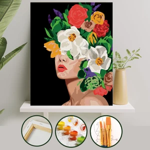 Palmiye Hobi Sanat Sayılarla Boyama Tuval Seti Fırça Boya Dahil (Çıtalı) 40x50 CM - Çiçek Deryası