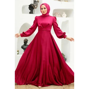 Neva Style Tesettürlü Abiye Elbise - Bağlama Detaylı Kırmızı Tesettür Abiye Elbise 3064K