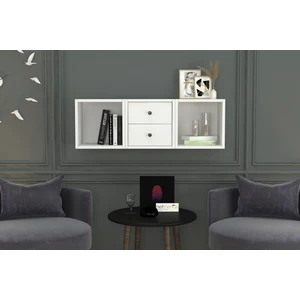 Kitaplikli Çekmeceli Duvar Rafi Beyaz 100 cm DVR-1018-Ç