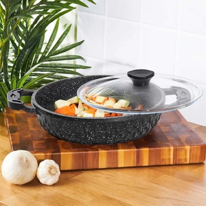 Polo Chef IKS-124 Cam Kapaklı Döküm Granit 24 cm Karnıyarık Tava