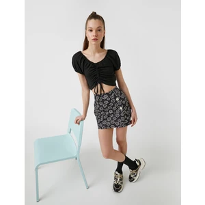 Büzgülü Crop Tişört