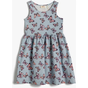 Bisiklet Yaka Bol Kesim Desenli Çok Renkli Kız Çocuk Elbise - 2YKG87820OK