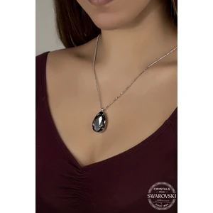 Union Takı Union Swarovski Crystal Kadın Black Diamond Damla Gümüş Kolye