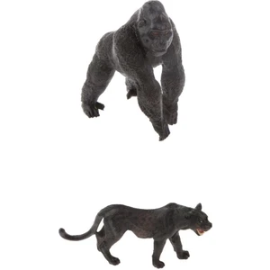 Plastik Silverback ve Panter Heykelleri Hayvan Modeli Koleksiyon Sanatı
