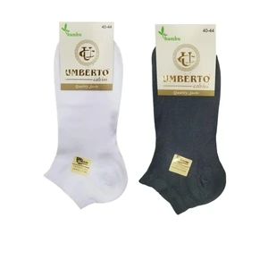 Umberto Calvini 6 Adet Erkek  Bambu Patik Çorap - 307 3 Beyaz 3 Füme