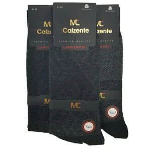 Mia Calzente 6 Adet Lambswool - Yün Erkek Çorap 6 Adet Siyah