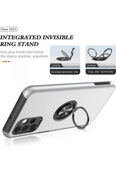 I-Veys Samsung Galaxy A32 Kılıf Çift Katmanlı Manyetik Yüzüklü Elit Silikon Kapak