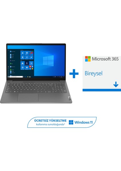 V15 IIL Intel Core i3 1005G1 8GB 256GB SSD Windows 10 Home 15.6" FHD Taşınabilir Bilgisayar 82C500QTTX + Microsoft 365 1 Yıllık Dijital Bireysel