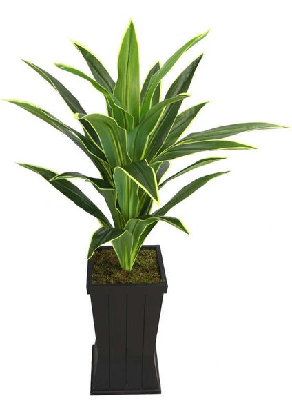 Saksılı Yapay Ağaç Premium Drecina Ağacı 130CM Dracaena Plant (Yeşil-Sarı)