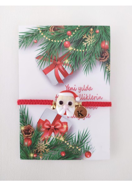 Yılbaşı Temalı K Harfli Murano Cam Bileklik