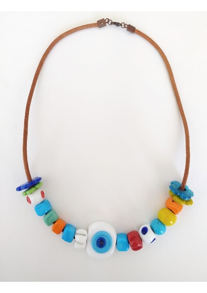 Deri Kordonlu Bodrum Boncuğu Nazar Kolye