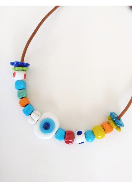 Deri Kordonlu Bodrum Boncuğu Nazar Kolye modelleri