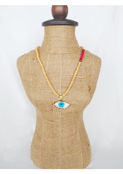 Ahşap Boncuklu Miyuki Nazar Kolye