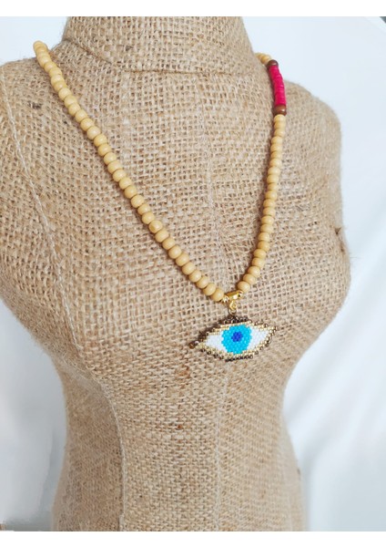 Ahşap Boncuklu Miyuki Nazar Kolye fiyatları