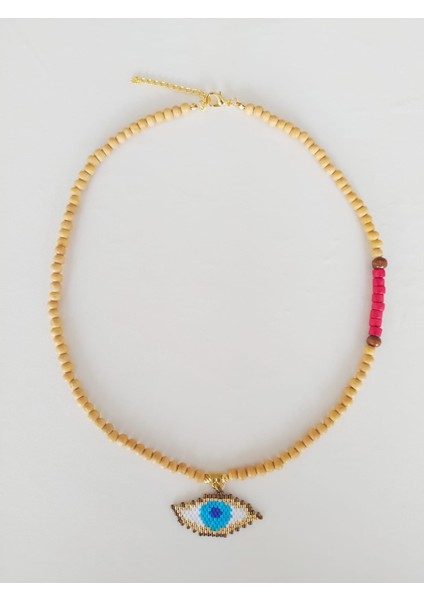 Ahşap Boncuklu Miyuki Nazar Kolye modelleri