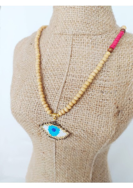 Ahşap Boncuklu Miyuki Nazar Kolye indirimleri