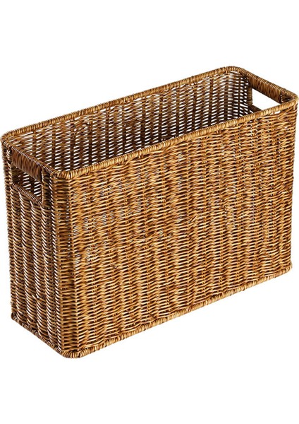 Dergi Sepeti Konteynerler Plastik Rattan Çok Fonksiyonlu Kabinler Için Ev Işık Kahverengi(Yurt Dışından)