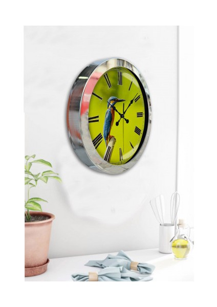 Krom Çerçeveli Salon Ofis Duvar Saati 36 cm