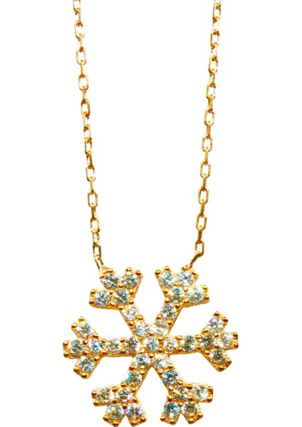 altın Kaplama Kar Tanesi 925 Ayar Gümüş Kolye