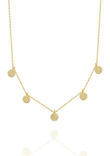 Pullu Altın Kaplama 925 Ayar Gümüş Kolye