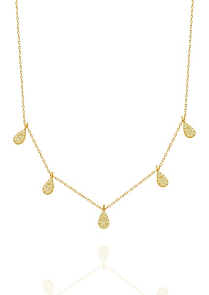 Damlalar Altın Kaplama 925 Ayar Gümüş kolye